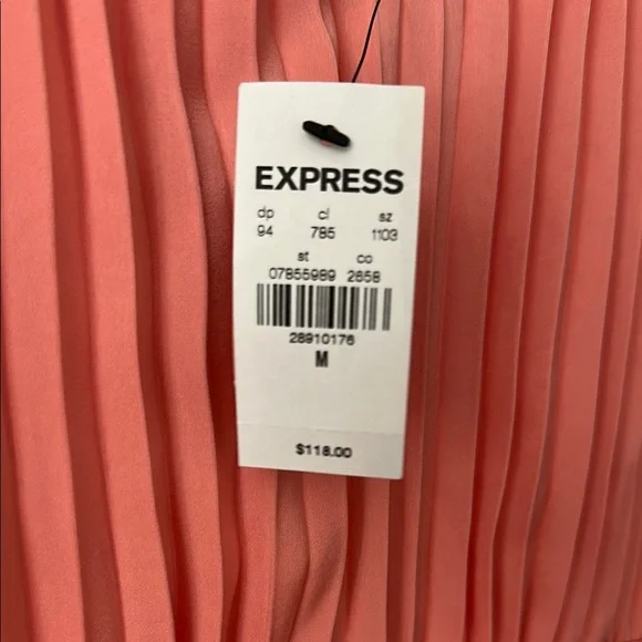 NWOT Express Coral and Pink Pleated Gown for Weddings - Picture 6 of 7